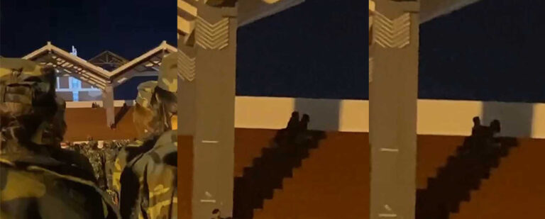 云南民族大学军训彩排看台惊现在校生情侣阴暗处上演活春宫