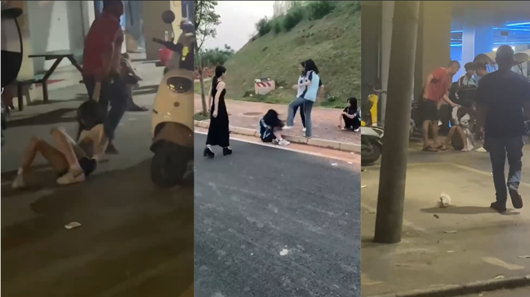真解气！广西南宁三中初中生华润工地校园霸凌同学被家长当街暴打