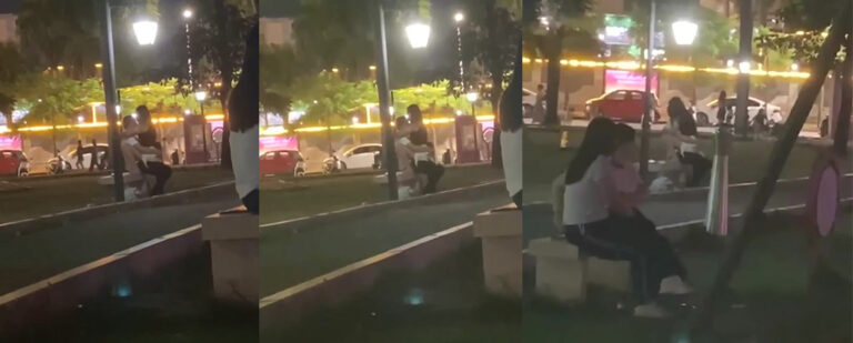 路人也是play的一环？公园惊现情侣野战长椅上做活塞运动