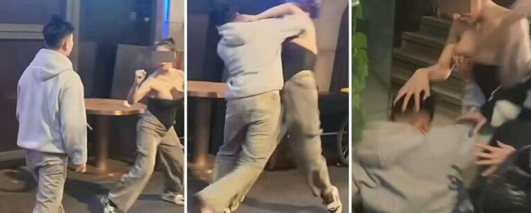 香港兰桂坊无限制格斗大赛男子紧挤奶抓手险些致港妹走光