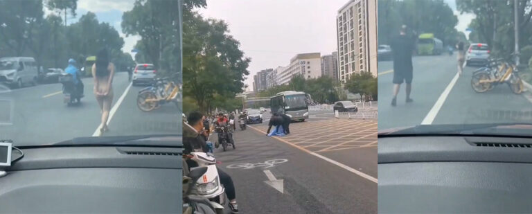 北京街头惊现裸女上街出游赤身裸体旁诺无人疑似感情受挫？