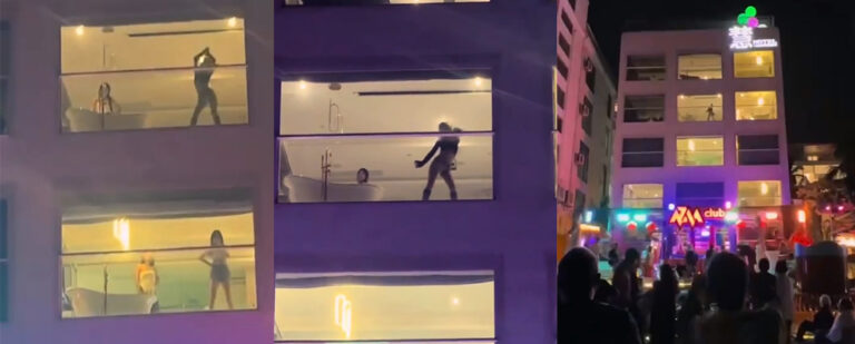 新套路？三亚海景冲浪民宿酒店轰趴派对落地窗前性感热舞