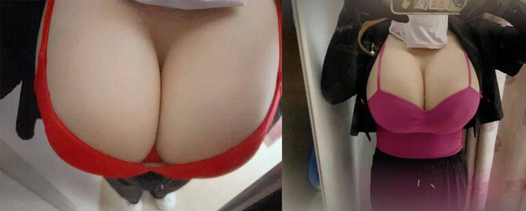 广东东莞女装大佬厕所偷拍被抓现行硅胶胸太假了