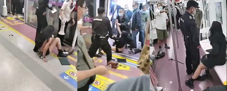 西安地铁三号线女乘客吵闹被说教竟动手保安强制驱赶险走光
