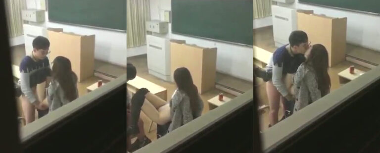 南通大学自习室成圣地？大学生情侣教室野战学姐想要玩点刺激的