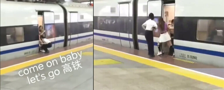 头铁xxn拦截高铁深圳北站女子伸腿阻止高铁关门上热搜