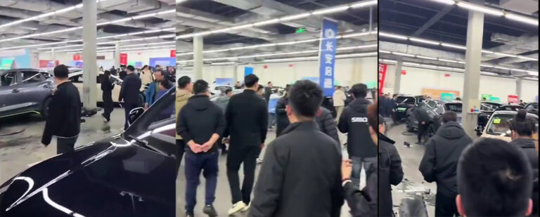 辽宁沈阳工业展览馆新能源标榜品牌问界m7现场失控