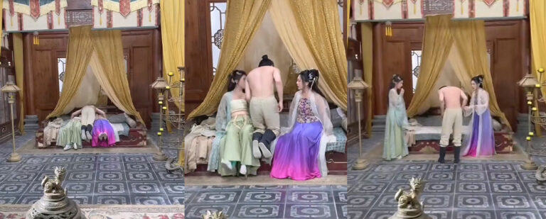 陛下你怎么了？擦边短剧拍摄现场美人太刺激男演员下身失守出来了