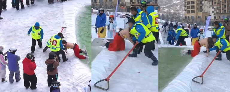 抖音G奶女神滑雪走光？抖音G酱万隆滑雪场猛龙过江挑战赛乌龙事件