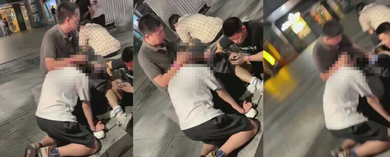 人类酒后行为艺术鉴赏之广州白云区街头惊现三男子醉酒互吃