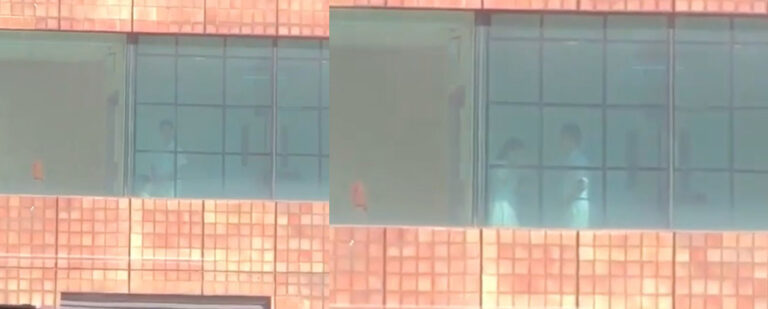 丢条女好劲？香港大学图书馆惊现大学生情侣落地窗前野战