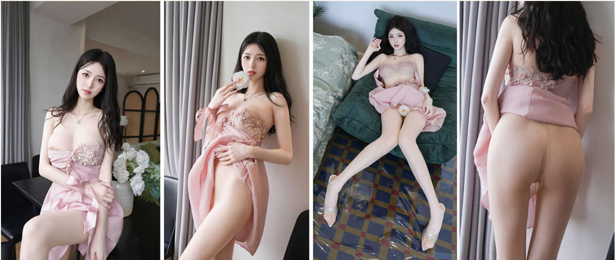 秀人网新人女神【白小蝶】甜妹子高颜值清纯女神小仙女，粉裙薄肉丝丝袜美腿